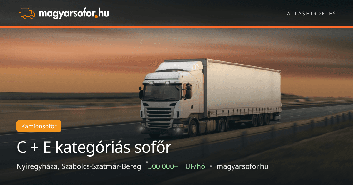 C + E kategóriás sofőr